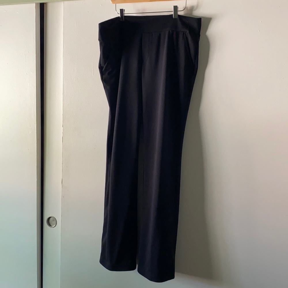 Black, elastic waist pants. Size XL. Wide leg.